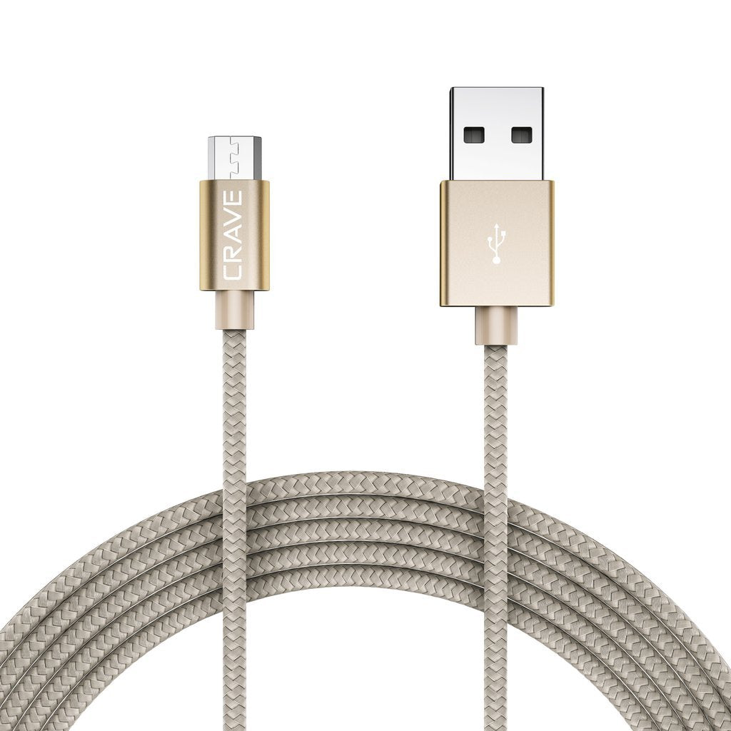 Micro USB Cable, USB to Micro connection - Crave Premium Nylon Braided High Speed USB 2.0 Cable 3 FT - SLATE