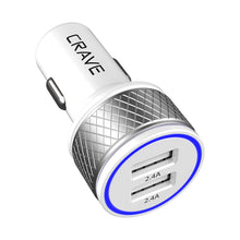 Crave DualHub 24W 4.8A 2 Port Dual USB Universal Car Charger, Fast Charge Smart IC Technology
