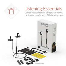 Crave Octane Wireless Bluetooth Earphones, In-Ear Sweat and Water Resistant Stereo Headphones Earbuds with 8 hour battery, Magnetic Ends, Built-In Mic