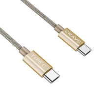 Type C Cable, Type C to Type C Cable - Crave Premium Nylon Braided High Speed 2.0 Cable 3 FT - Gold