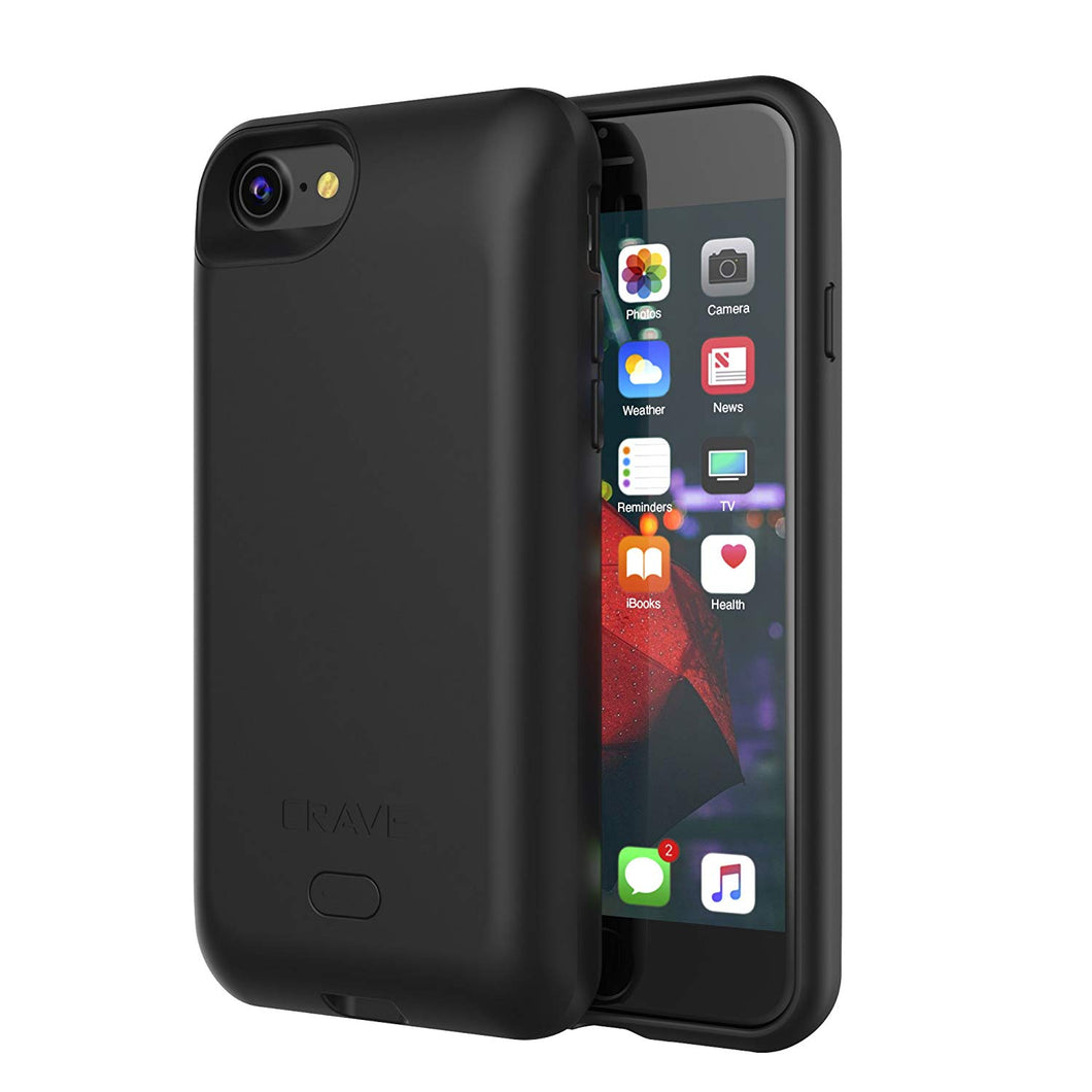 iPhone 8 Battery Case, Crave PWR Case 3000mAh, Qi Wireless Charging Battery Extended Portable Charger Case for iPhone 8 – Black