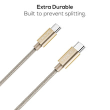 Type C Cable, Type C to Type C Cable - Crave Premium Nylon Braided High Speed 2.0 Cable 3 FT - Gold