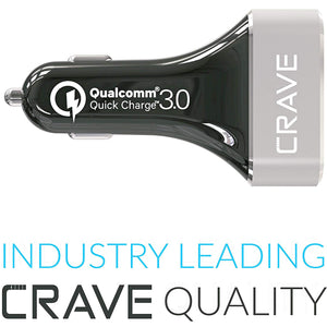 Crave CarHub 54W 4 Port USB Car Charger, Qualcomm Quick Charger 2.0 - Black