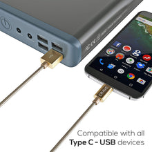 Type C Cable, USB to Type C Cable - Crave Premium Nylon Braided High Speed USB 2.0 Cable 3 FT - SLATE