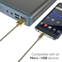 Micro USB Cable, USB to Micro connection - Crave Premium Nylon Braided High Speed USB 2.0 Cable 3 FT - SLATE