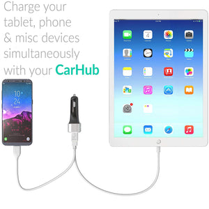 Crave CarHub 54W 4 Port USB Car Charger, Qualcomm Quick Charger 2.0 - Black